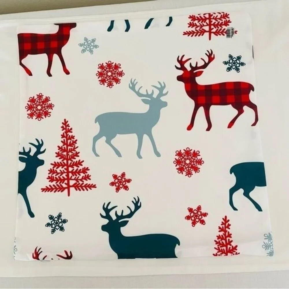 Christmas Reindeer Pillow Cover Holiday Cabin Winter Decor 16x16